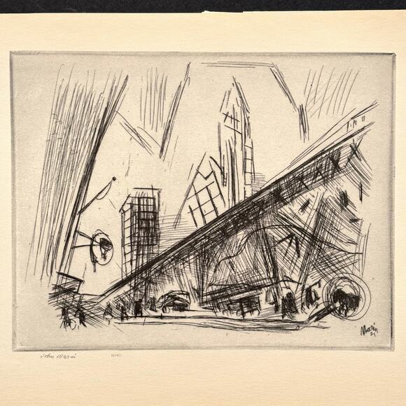 John Marin "Downtown New York" 1930s Art Print Treasury Collection Sketch Vtg - Picture 2 of 14
